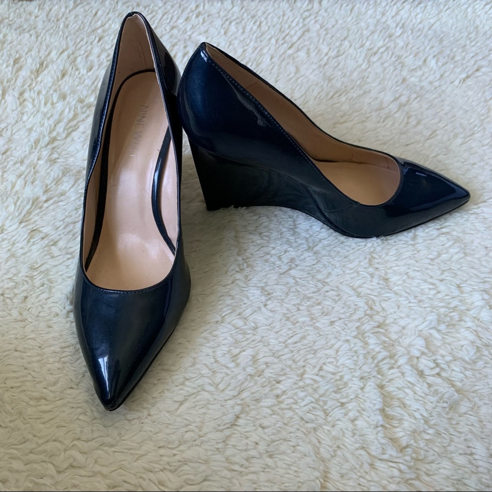 NINE WEST | Navy Blue Wedge Shoes.  Never Worn
